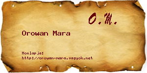 Orowan Mara névjegykártya